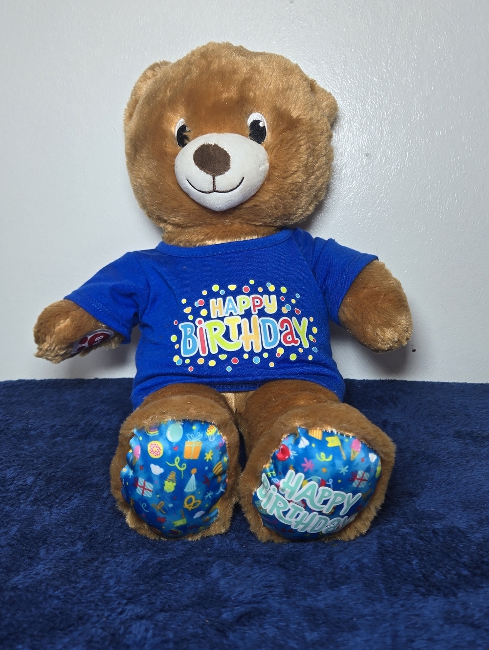 Build A Bear Happy Birthday Brown Teddy Bear Plush 15" with Shirt  BAB